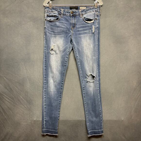 Aeropostale Jegging Jeans 10 Reg Womens Stretchy Distress Y2K Grunge Rock Skate - Picture 1 of 15